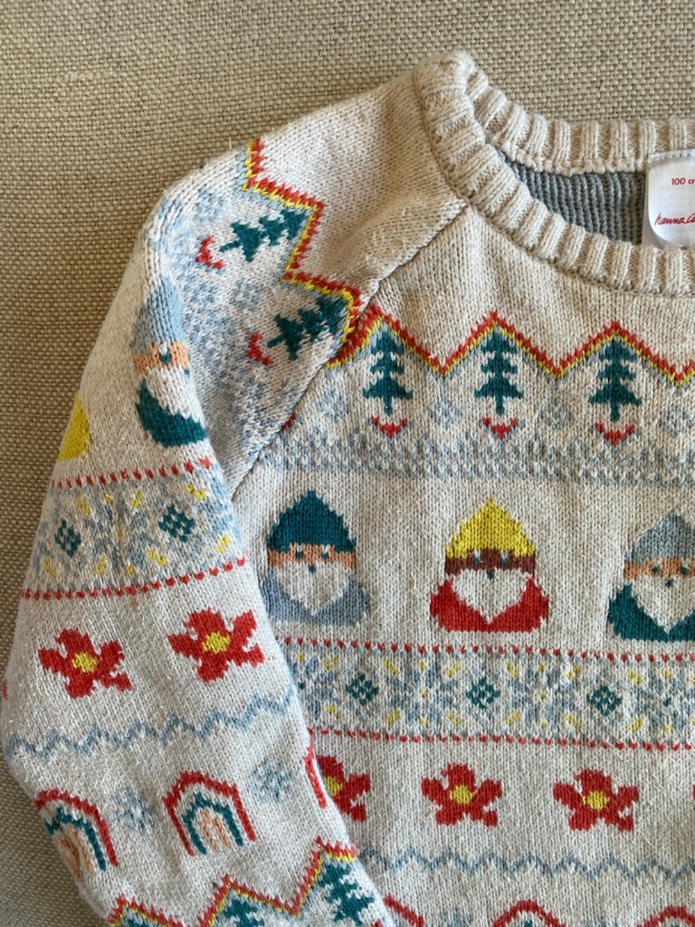 Hanna Andersson Gnome Patterned Sweater - Cream, Red, Blue, Yellow - Picture 2 of 13